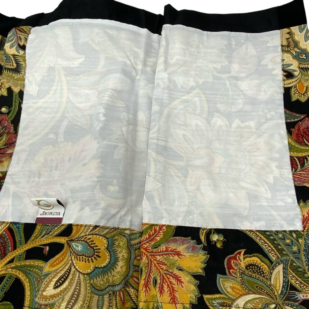 Biltmore Belk Floral Paisley Window Valances Set of 2 Black Multi‎ Cotton Blend - Picture 10 of 14